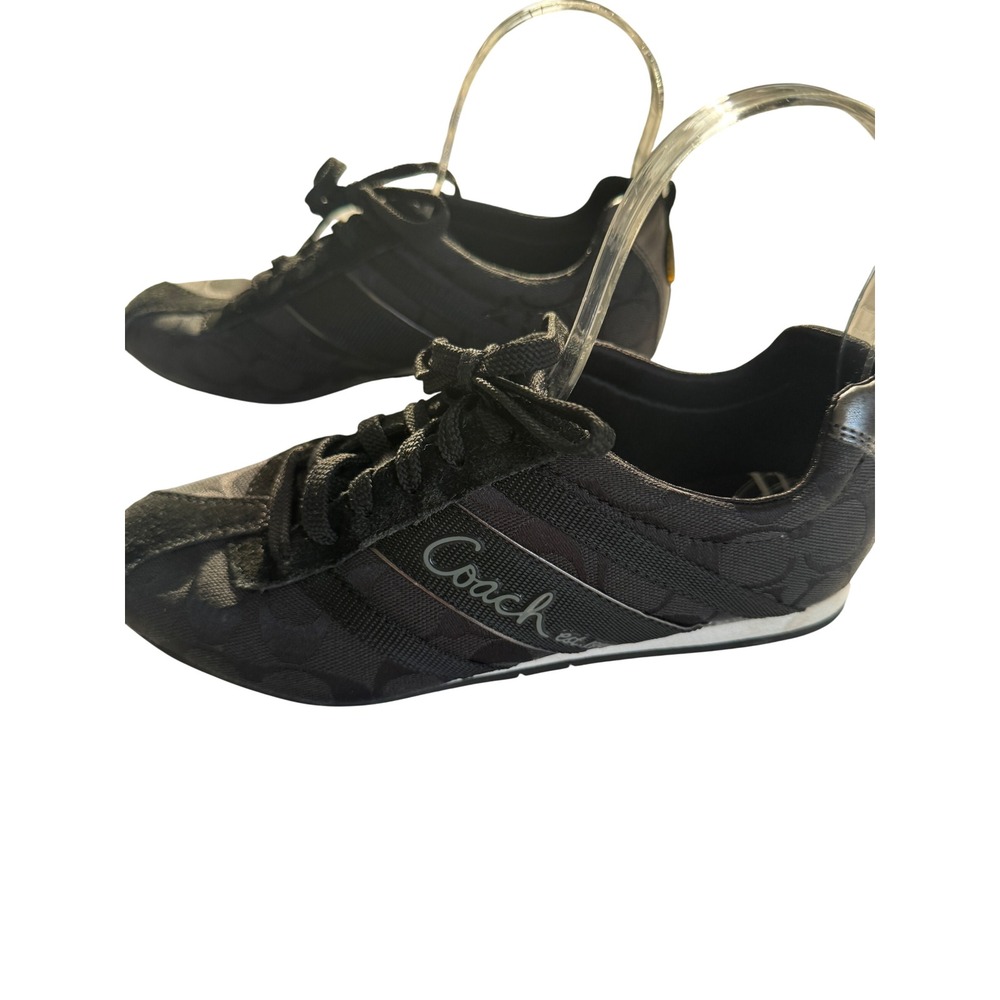 Coach Sneakers Women's 6.5 Black Silver Henrietta Signature Jacquard‎ Low Top - Picture 3 of 11